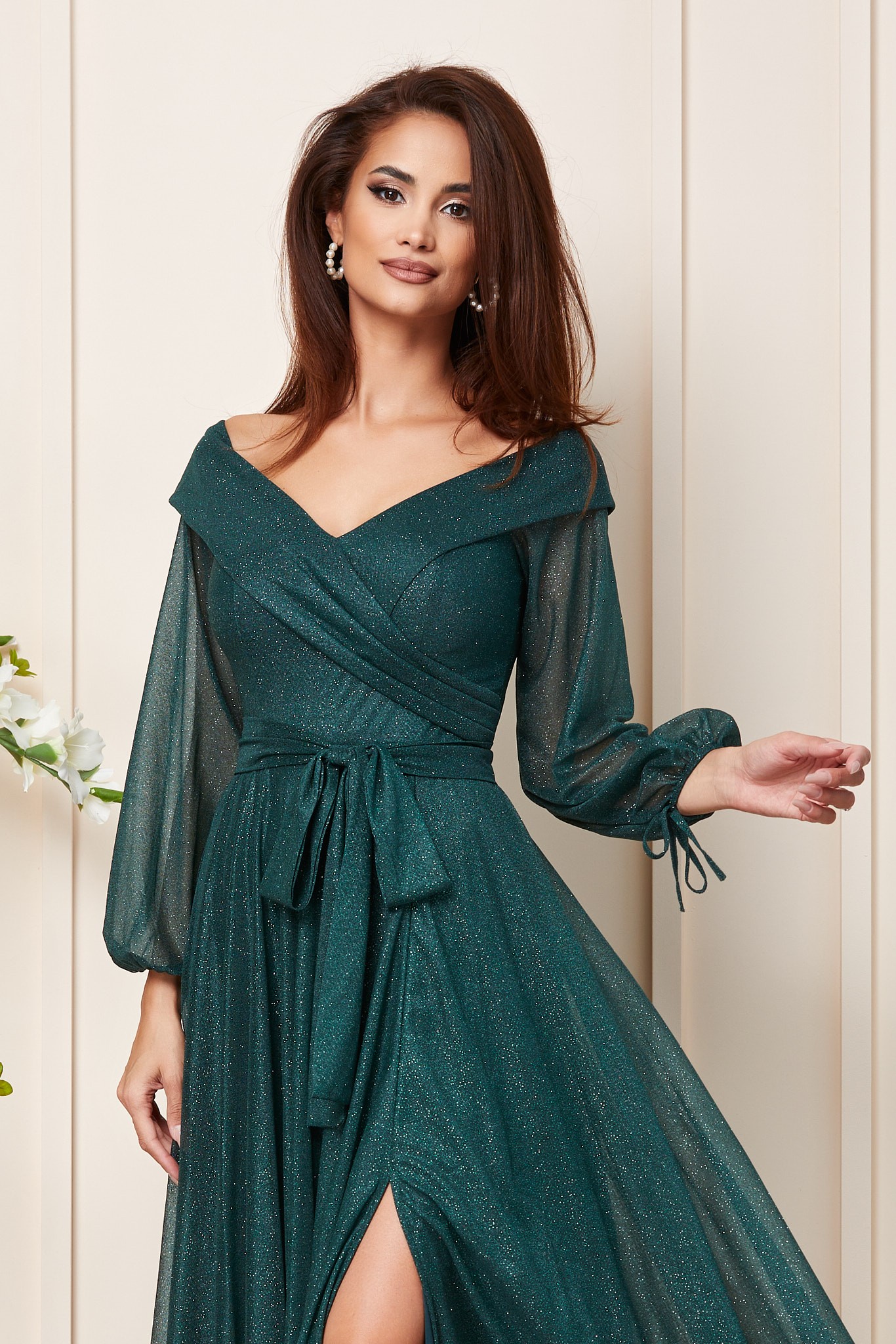 Πράσινο Μάξι Αμπιγιέ Φόρεμα Amazing T3162 3