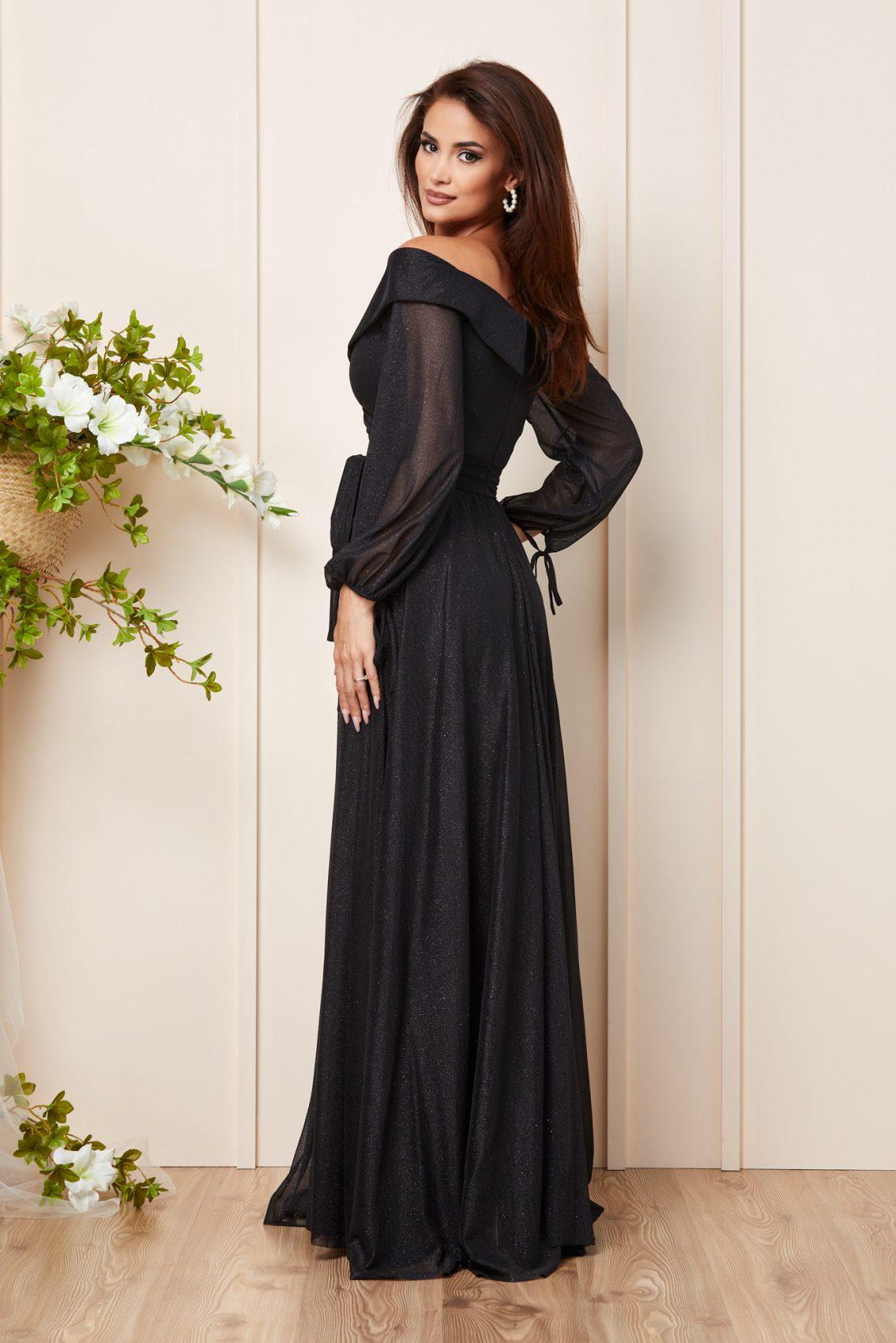 Μαύρο Μάξι Αμπιγιέ Φόρεμα Amazing T3161 2