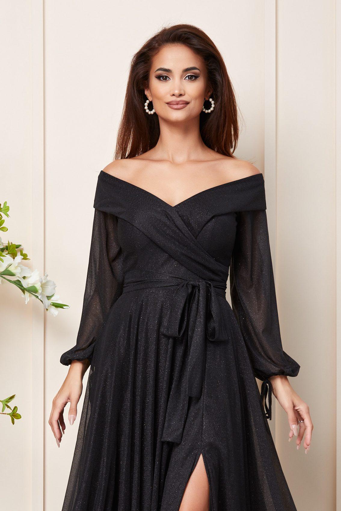 Μαύρο Μάξι Αμπιγιέ Φόρεμα Amazing T3161 3