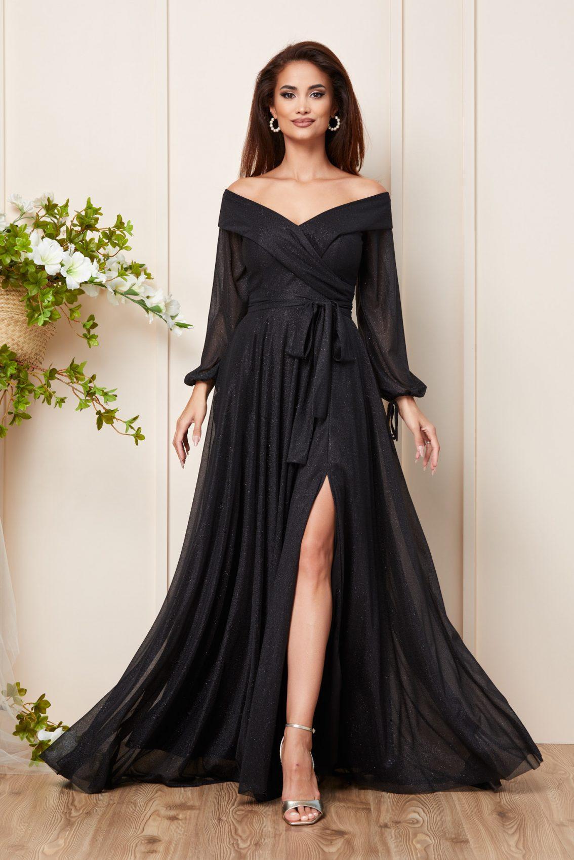 Μαύρο Μάξι Αμπιγιέ Φόρεμα Amazing T3161 1