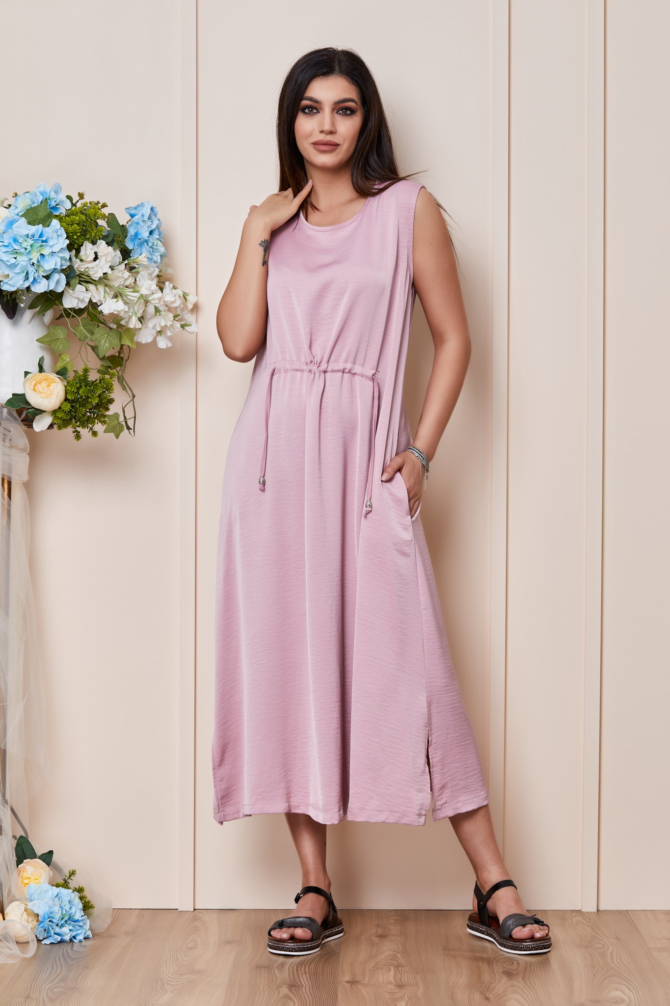 Ροζ Καθημερινό Φόρεμα Esmme T3078 1