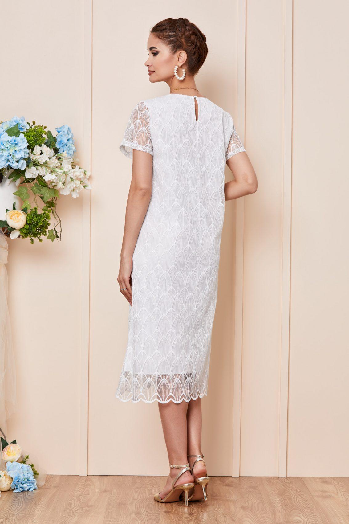 Λευκό Βραδινό Φόρεμα Με Κολιέ Olenia T2928 2