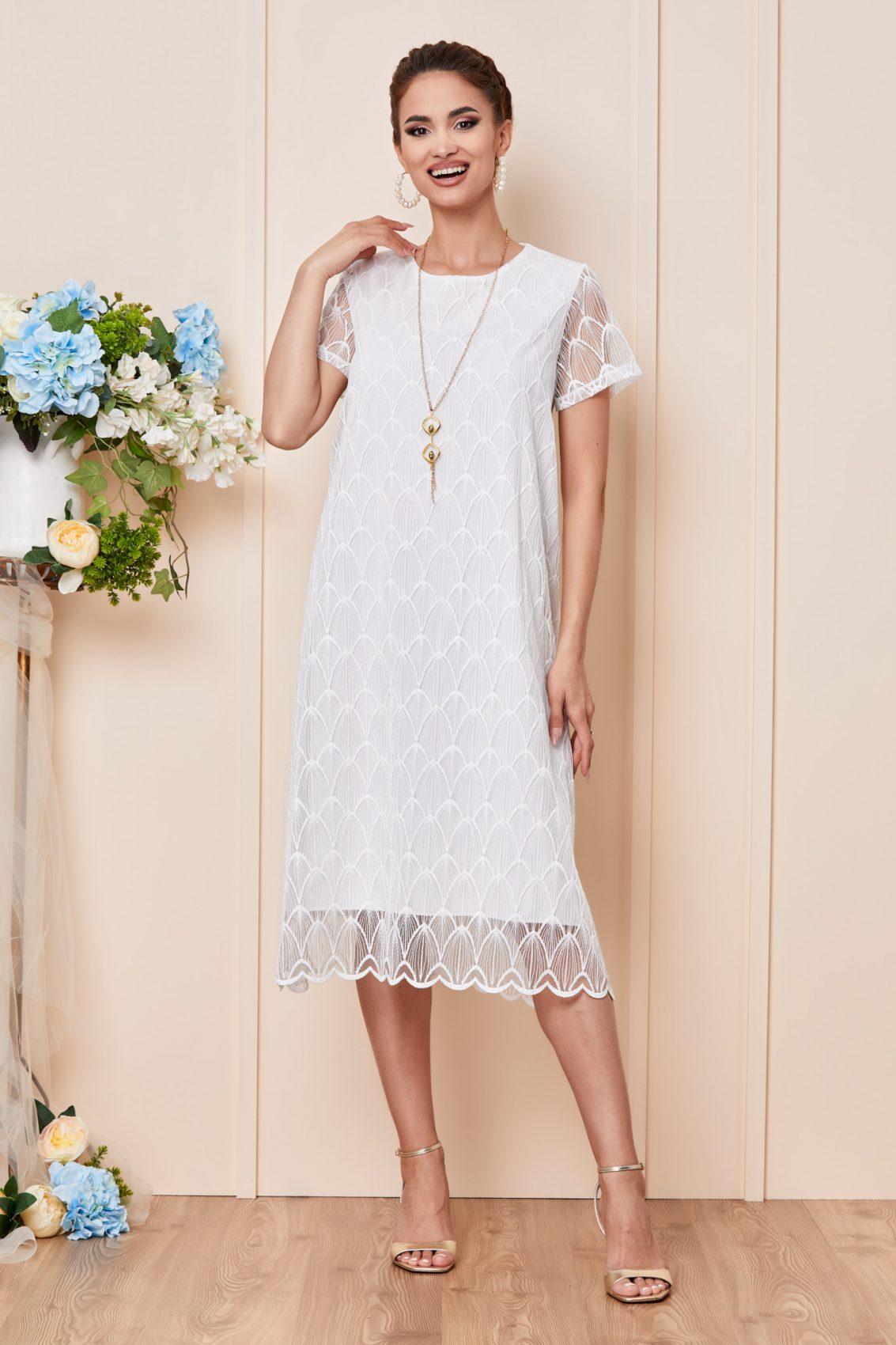 Λευκό Βραδινό Φόρεμα Με Κολιέ Olenia T2928 1