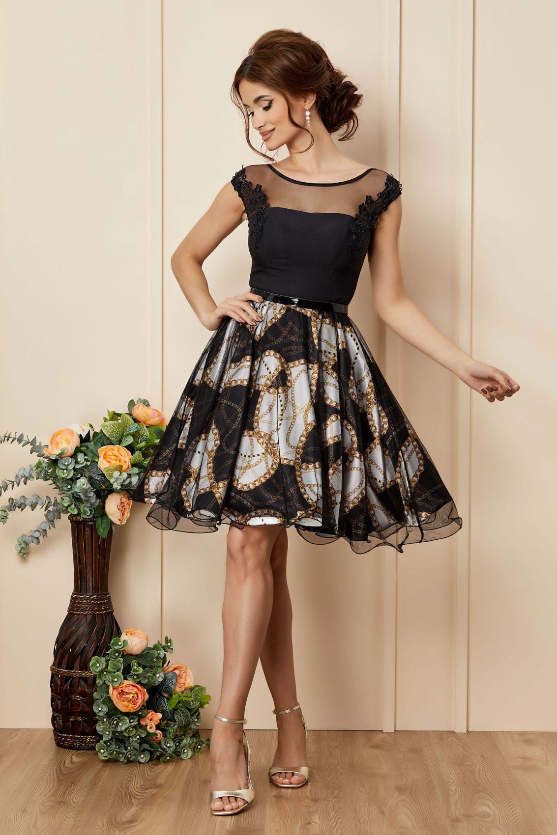 Μαύρο Μίνι Βραδινό Φόρεμα Με Δαντέλα Eve T2718 3