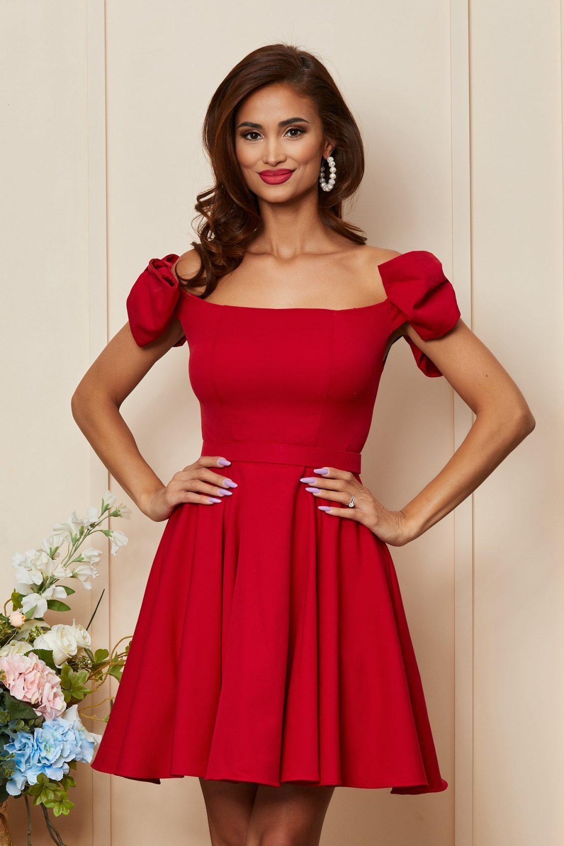 Κόκκινο Μίνι Αμπιγιέ Φόρεμα Sidonia T3473 3