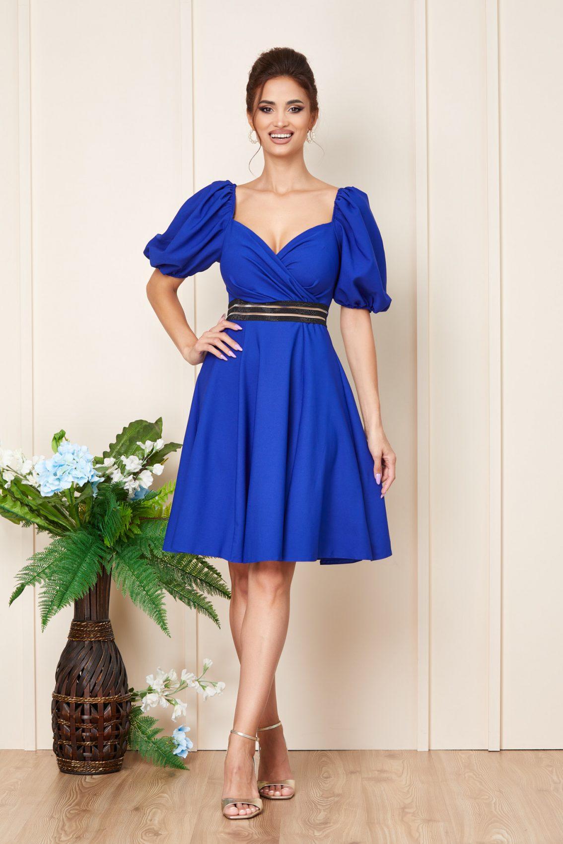 Μπλε Ρουά Μίνι Βραδινό Φόρεμα Με Στρας Juana T3216 1