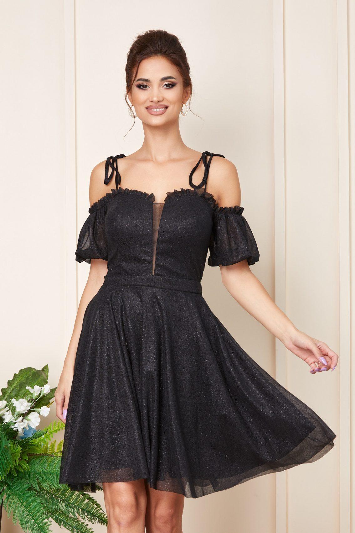 Μαύρο Μίνι Βραδινό Φόρεμα Sonique T3251 3