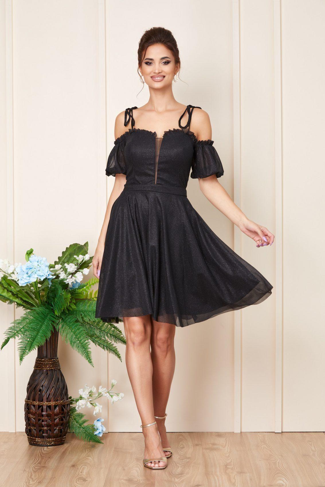 Μαύρο Μίνι Βραδινό Φόρεμα Sonique T3251 1
