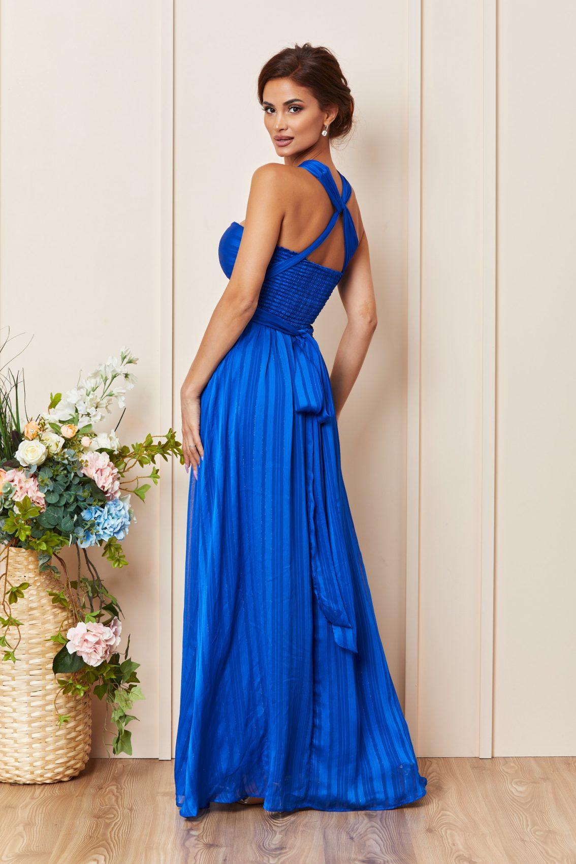 Μπλε Ρουά Μάξι Αμπιγιέ Φόρεμα Glamy T3334 2