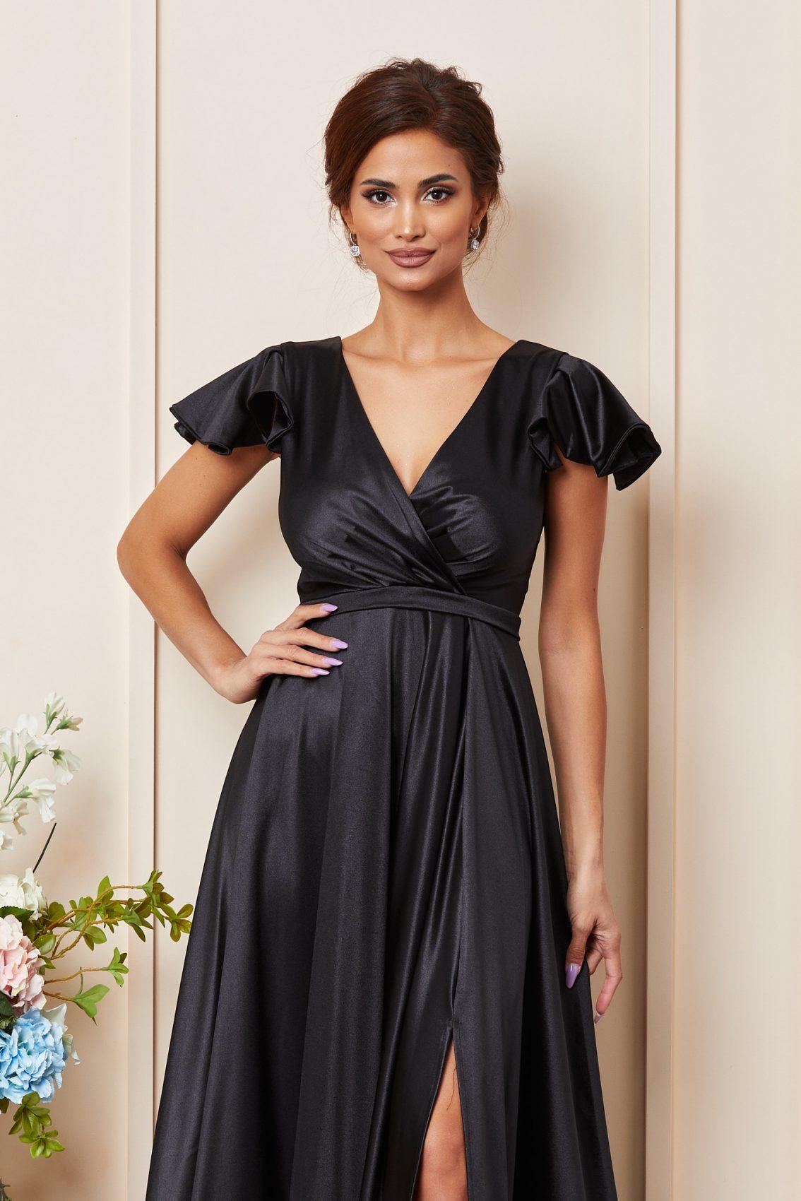 Μαύρο Μάξι Αμπιγιέ Κρουαζέ Φόρεμα Affection T3655 3