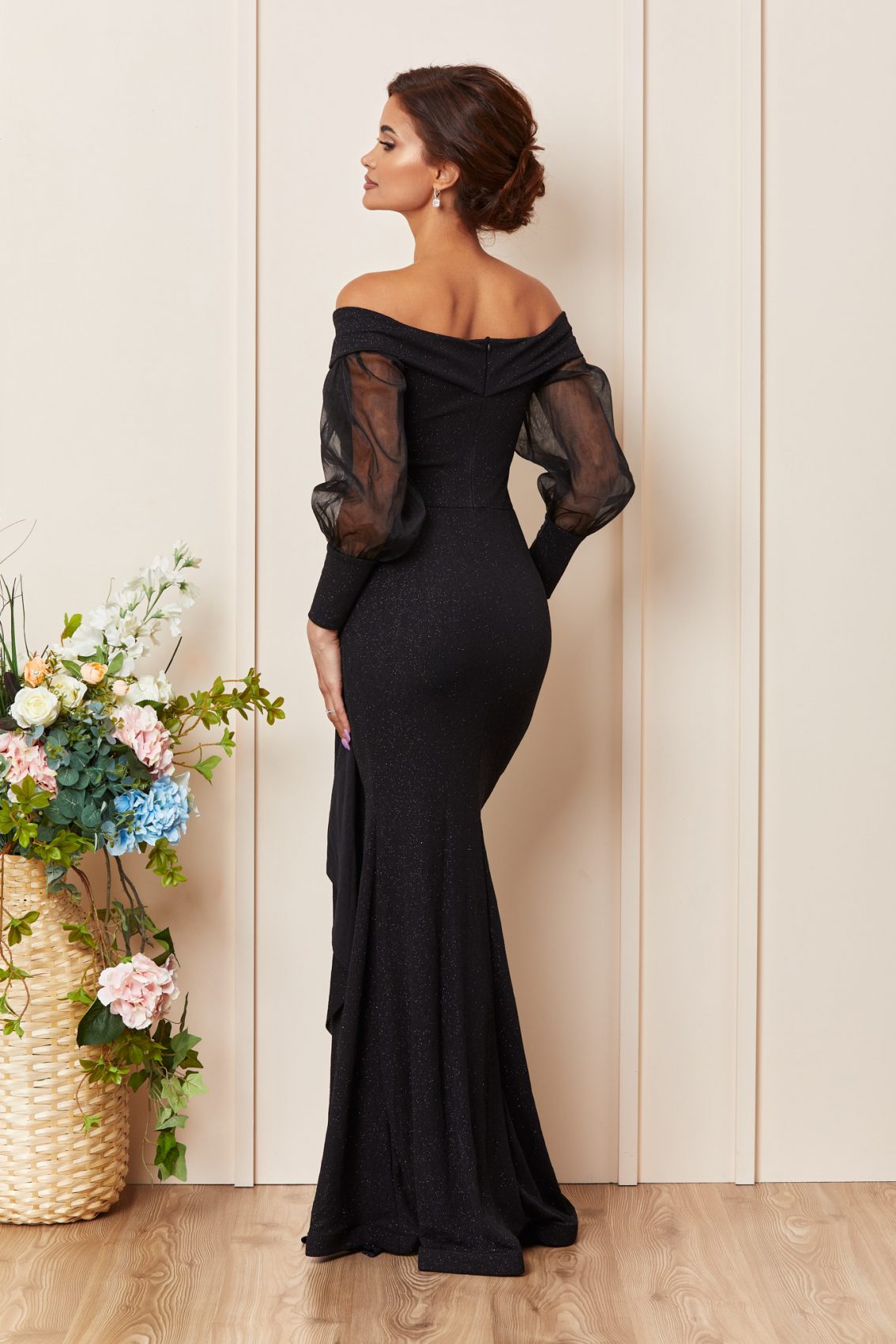 Μαύρο Μάξι Γοργονέ Αμπιγιέ Φόρεμα Priceless T3645 2
