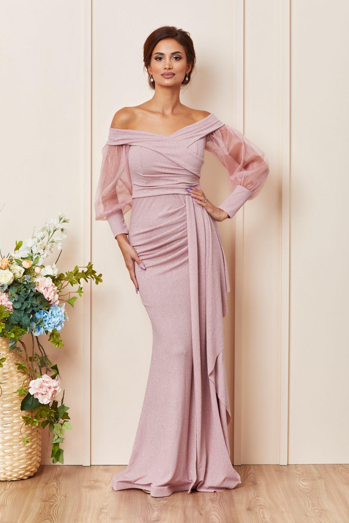 Ροζ Μάξι Γοργονέ Αμπιγιέ Φόρεμα Priceless T3663 1