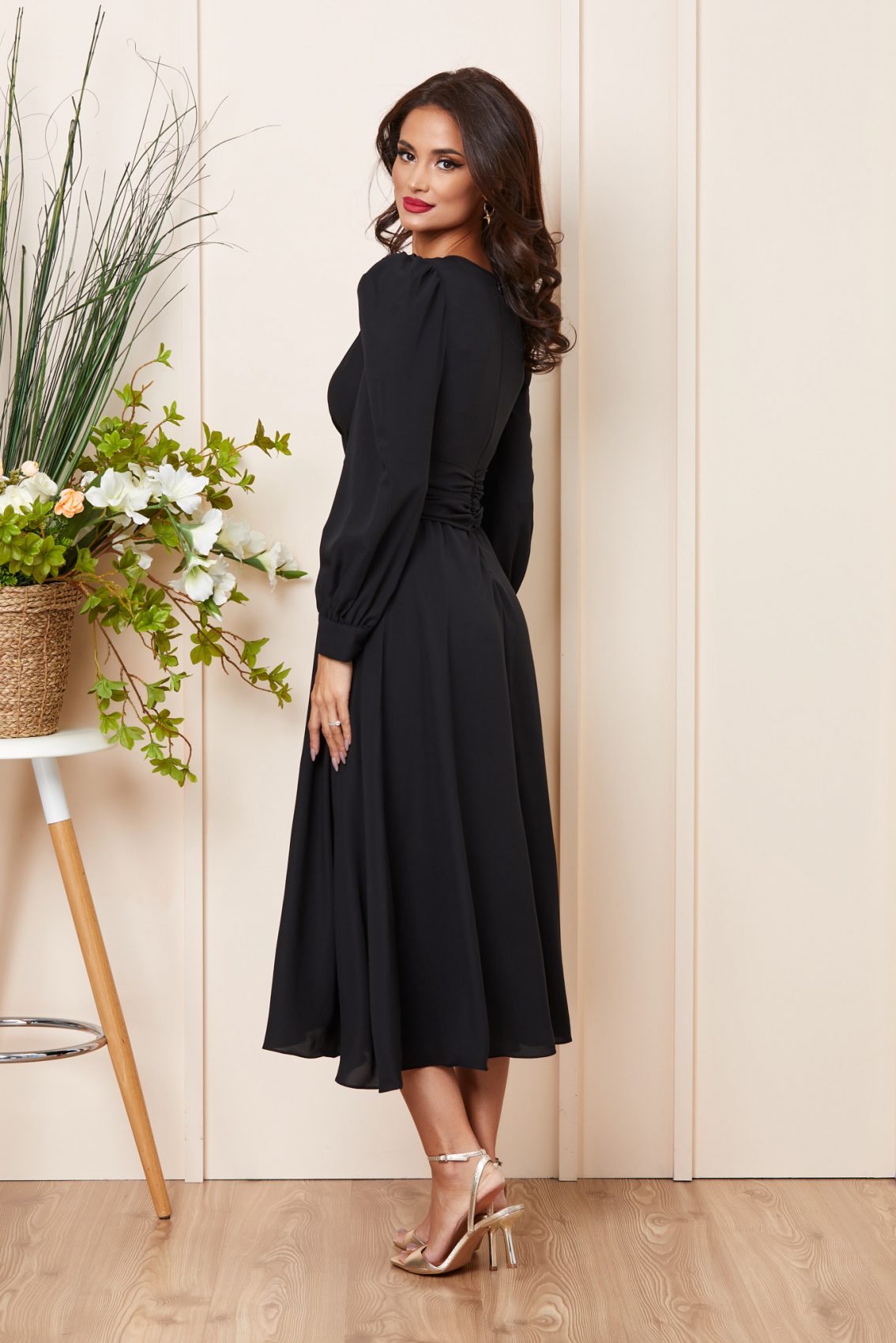 Μαύρο Μίντι Κλος Φόρεμα Colette T3775 2