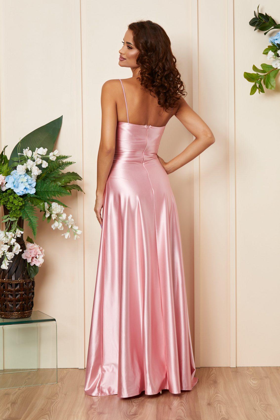 Ροζ Μάξι Αμπιγιέ Φόρεμα Με Τιράντες Esmeralda T2998 2