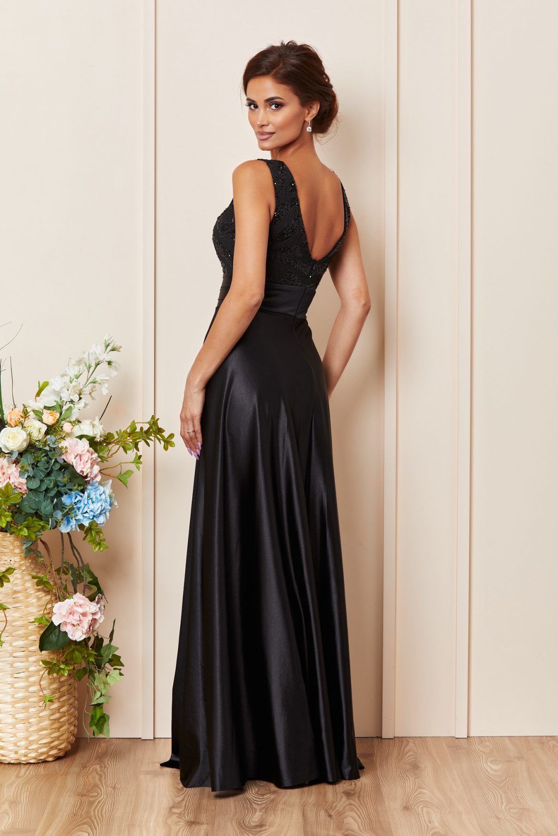 Μαύρο Μάξι Αμπιγιέ Φόρεμα Delight T3848 2