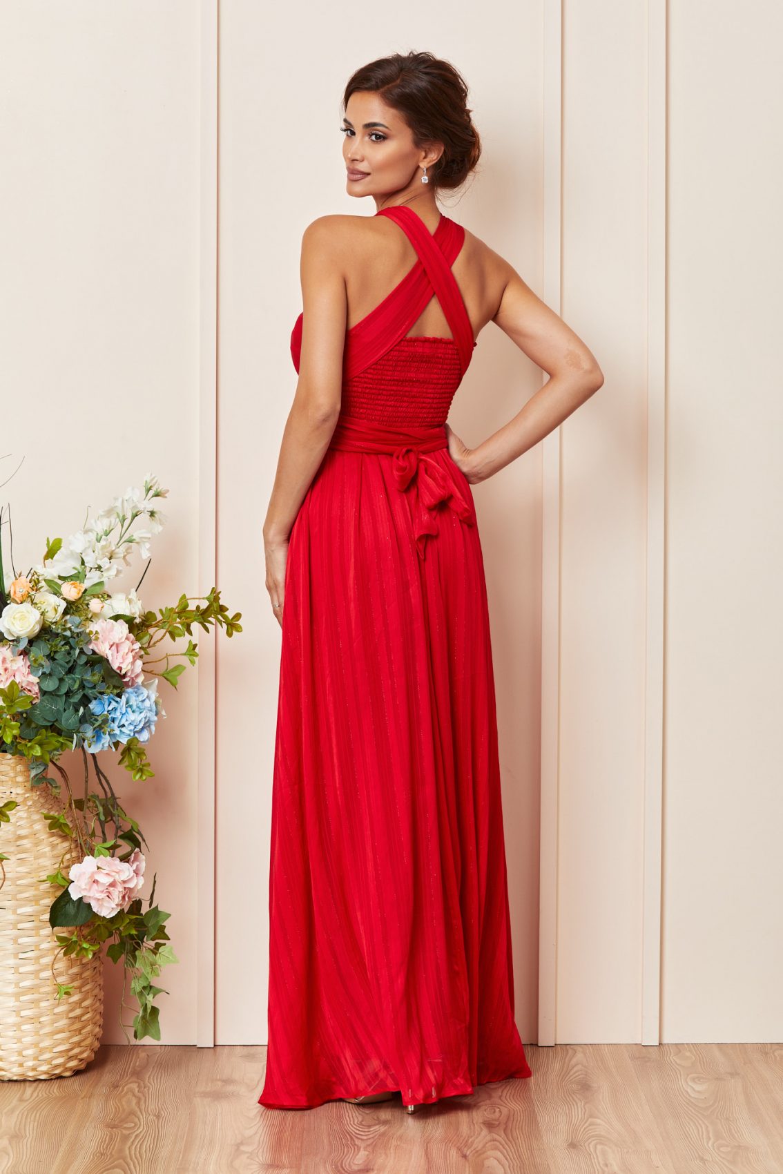 Κόκκινο Μάξι Αμπιγιέ Φόρεμα Glamy T3335 2