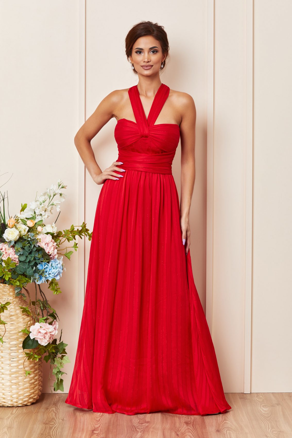 Κόκκινο Μάξι Αμπιγιέ Φόρεμα Glamy T3335 1