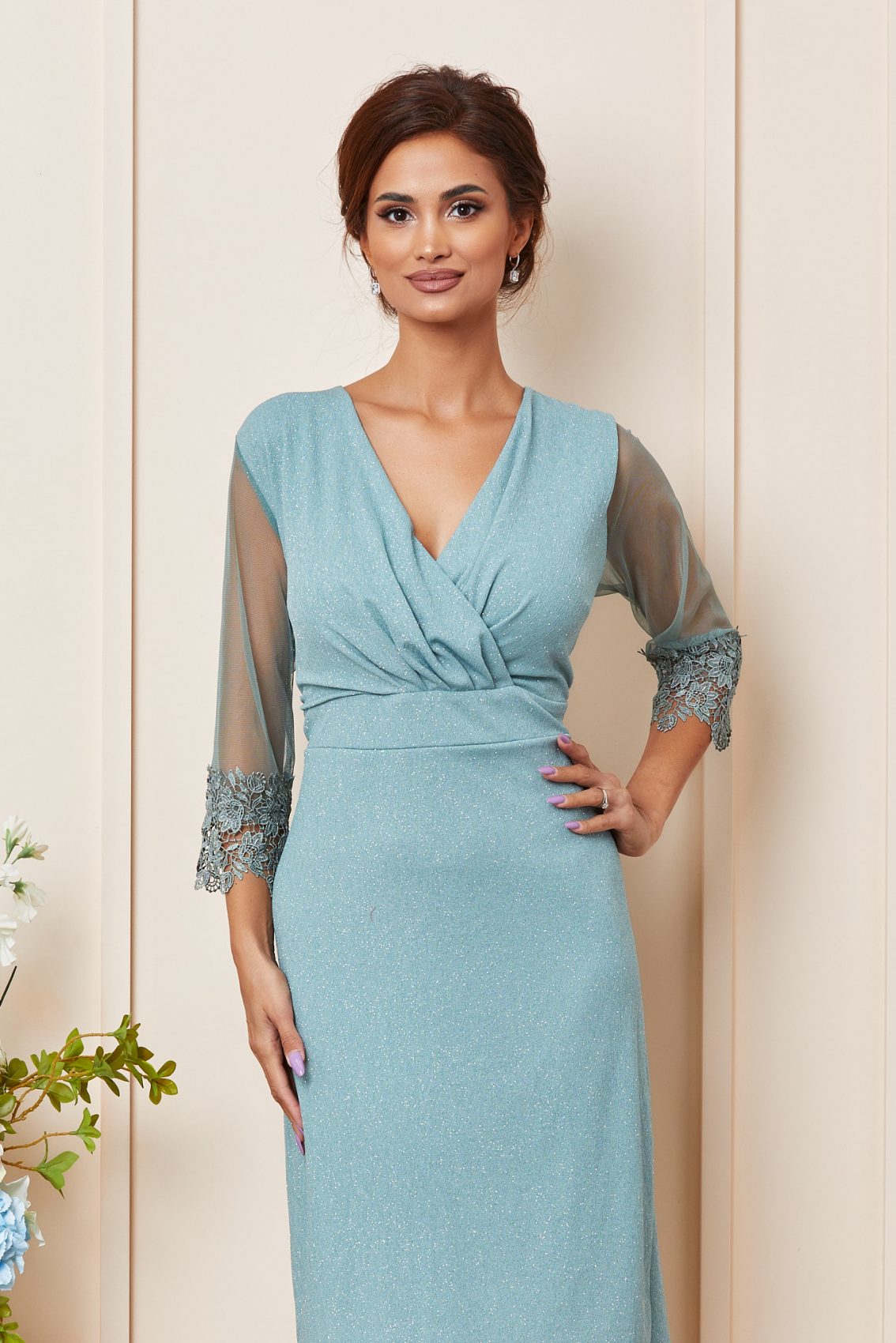 Βεραμάν Μίντι Βραδινό Φόρεμα Plus Size Verra T3657 3