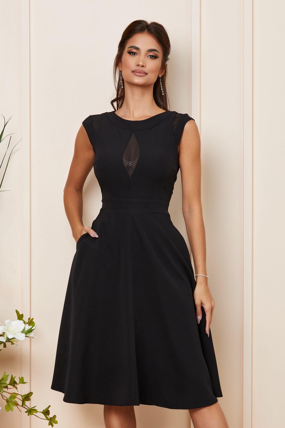 Μαύρο Μίντι Κλος Βραδινό Φόρεμα Lanna T3870 3