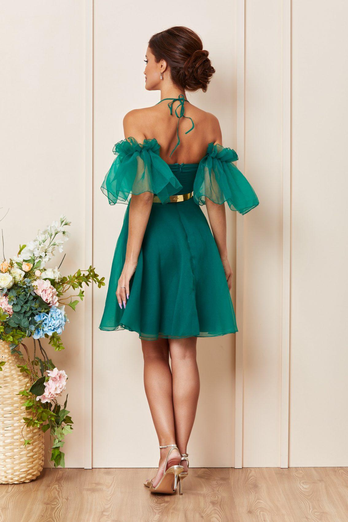Πράσινο Μίνι Στράπλες Αμπιγιέ Φόρεμα Wynona T3612 2