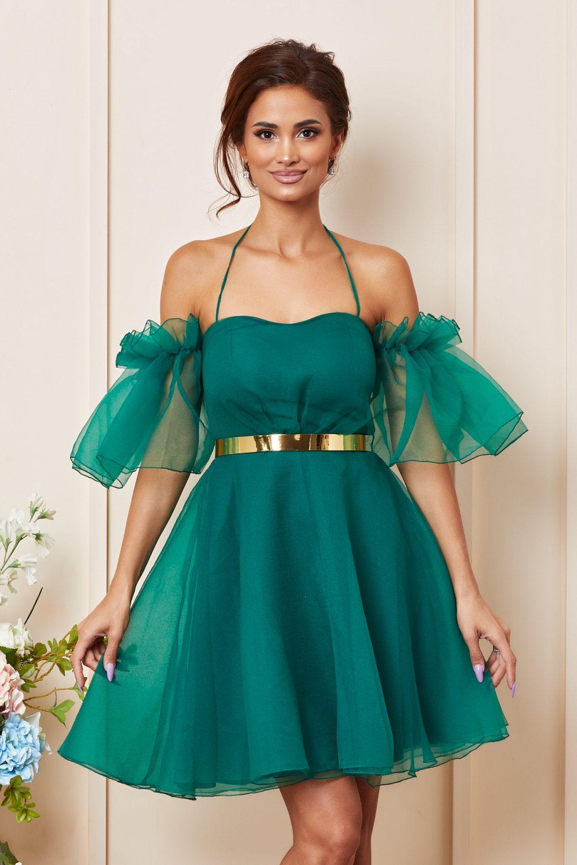 Πράσινο Μίνι Στράπλες Αμπιγιέ Φόρεμα Wynona T3612 3