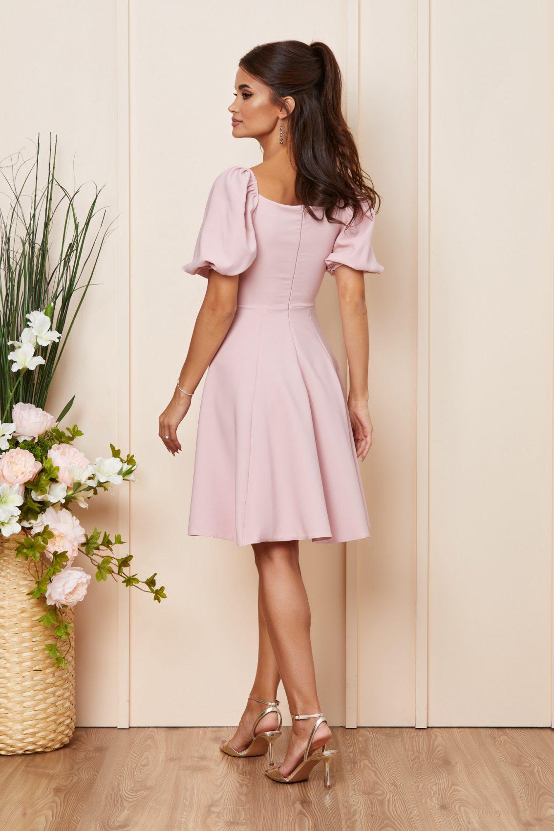 Ροζ Μίνι Βραδινό Φόρεμα Με Στρας Juana T3888 2