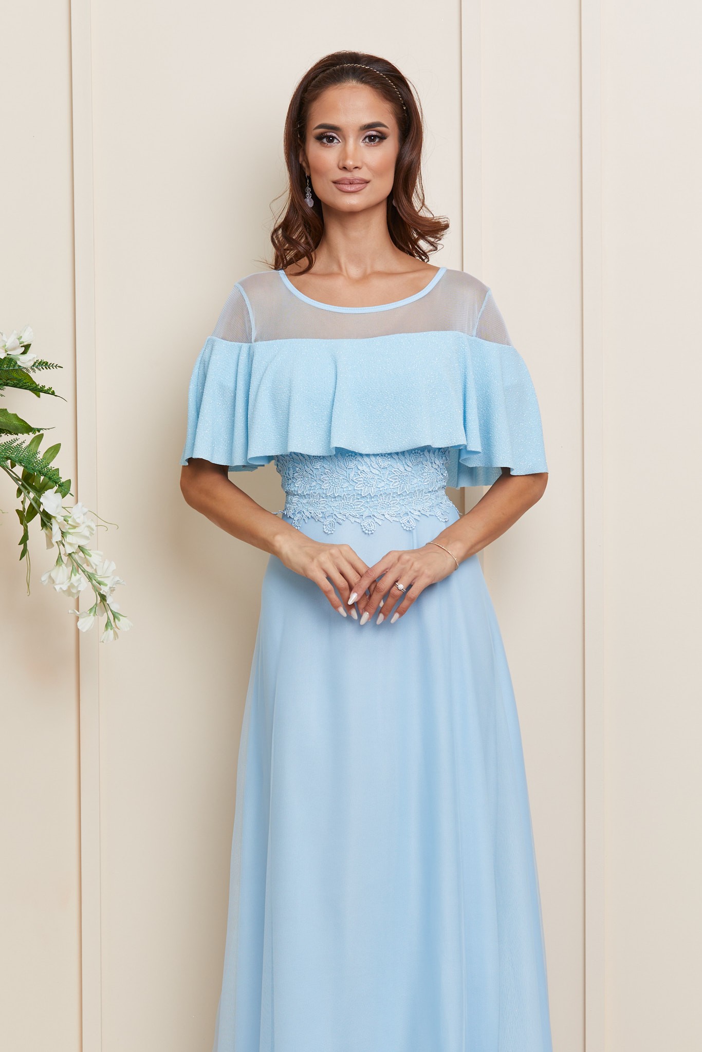 Γαλάζιο Μάξι Βραδινό Φόρεμα Adellya T4029 3