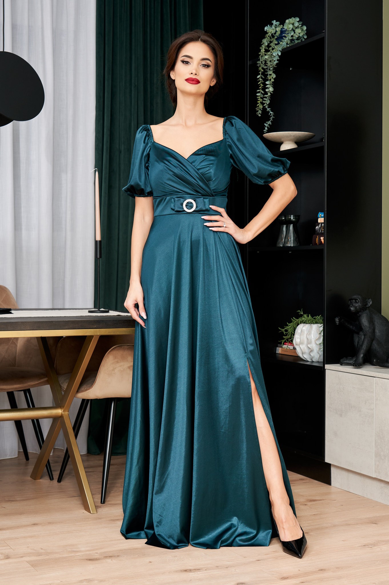 Πράσινο Μάξι Αμπιγιέ Κλος Φόρεμα Diva T4983 1